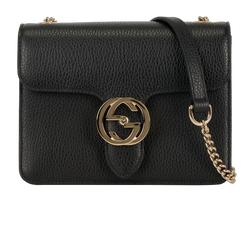 Small Interlocking G, Leather, Black, 595151, B/DB, 2*